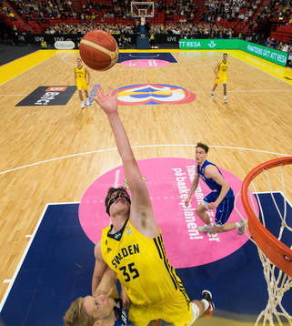 Juho Nenonen of Finland in action against Simon Birgander