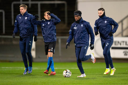 Halmstads Joseph Baffo före fotbollsmatchen i Allsvenskan