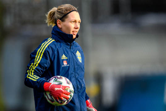 Goalkeeper Jennifer Falk of the Swedish women's national