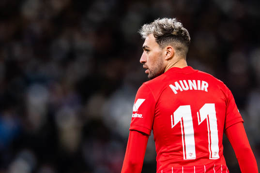 Munir El Haddadi of Sevilla looks dejected