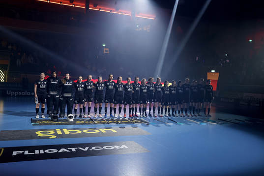 Tyskland innan innebandymatchen mellan Sverige och Tyskland