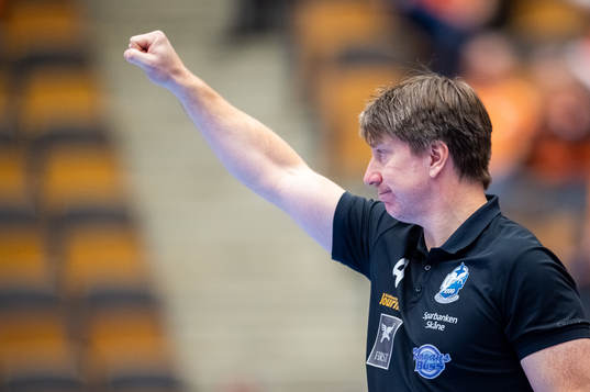Kristianstads tränare Jonas Wille jublar