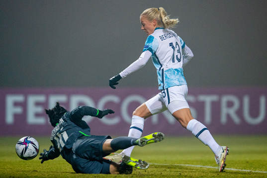 Guro Bergsvand of Norway scores 0-8 past goalkeeper