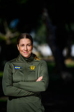 Melissa Petrén of Sweden poses for a portrait at a press