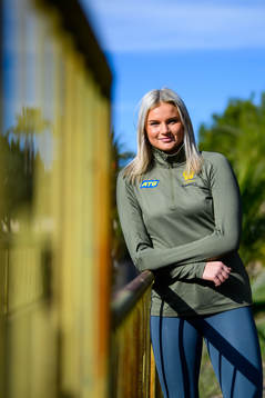 Clara Lerby of Sweden poses for a portrait at a press
