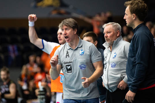 Kristianstads tränare Jonas Wille jublar