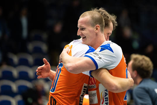 Kristianstads Emil Frend Öfors och Alfred Ehn jublar