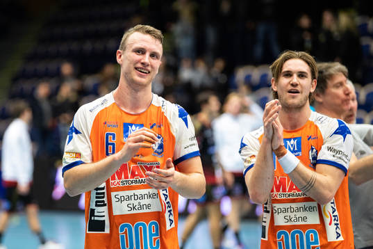 Kristianstads Philip Henningsson och Anton Hallbäck jublar