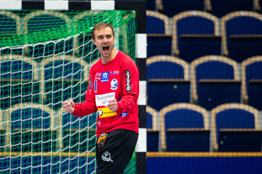 Kristianstads målvakt Espen Christensen jublar