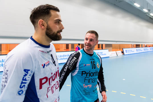 Redbergslids Mario Lipovac och målvakt  Andreas Palicka