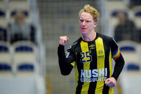 Hammarbys Gustav Davidsson jublar