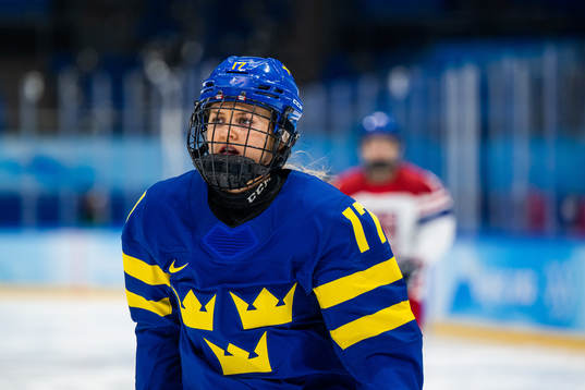 Sofie Lundin of Sweden in the women’s ice hockey