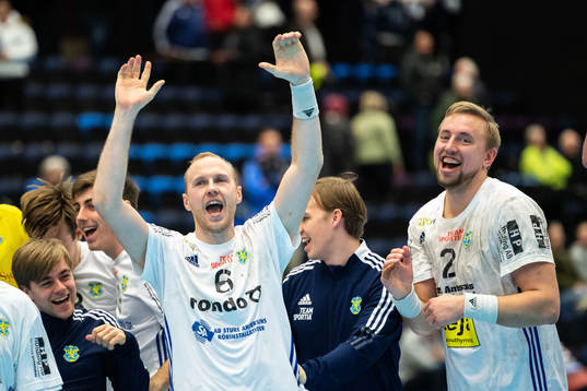 Ystads IFs Jakob Nygren och Anton Månsson jublar