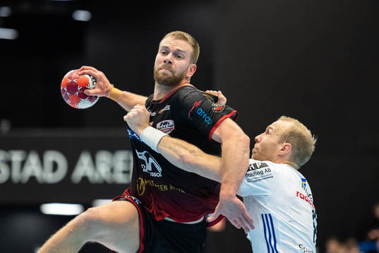 Ystads IFs Jakob Nygren och HK Malmös Anton Blickhammar