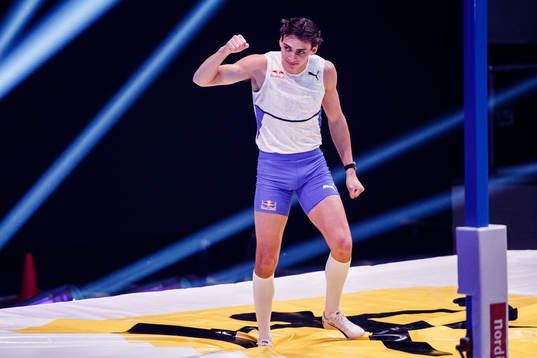 Armand Duplantis of Sweden celebrates