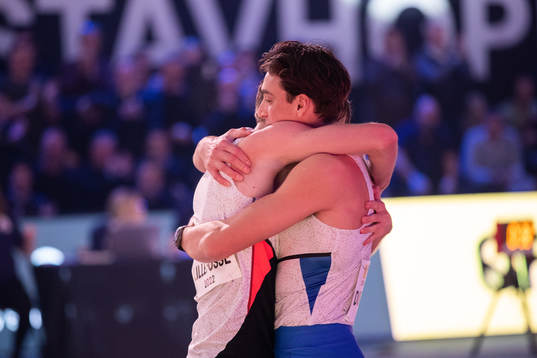 Pål Haugen Lillefosse of Norway celebrate with Armand