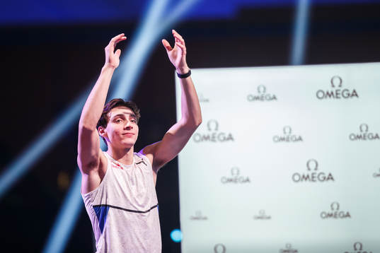 Armand Duplantis of Sweden celebrates