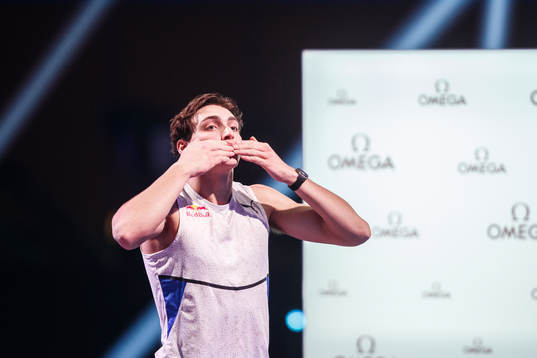 Armand Duplantis of Sweden celebrates