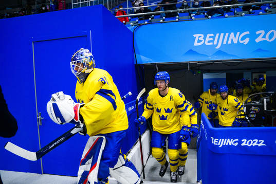 Goaltender Lars Johansson of Sweden in the men's ice hockey