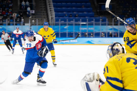 Libor Hudacek of Slovakia in the men's ice hockey bronze