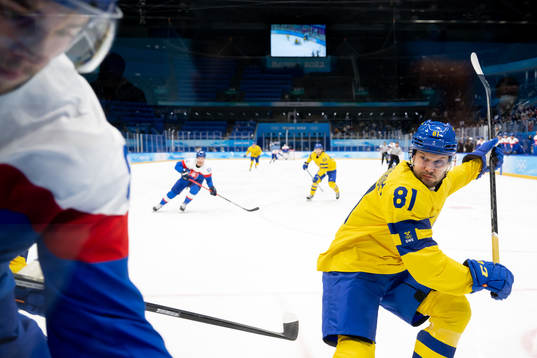 Theodor Lennström of Sweden in the men's ice hockey bronze