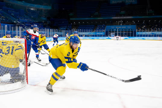 Christian Folin of Sweden in the men's ice hockey bronze