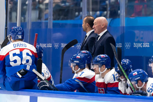 Head coach Craig Ramsay of Slovakia in the men's ice hockey