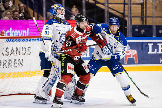 Leksands målvakt Kasimir Kaskisuo och Malmö Redhawks