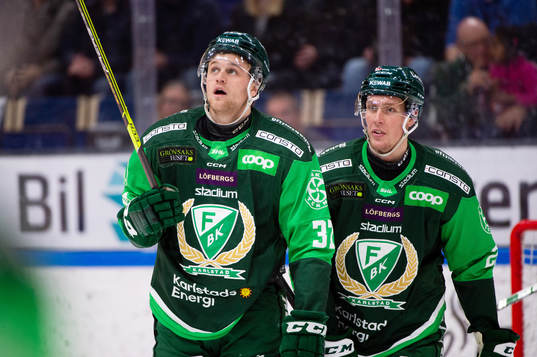 Färjestads Adam Ginning och Mattias Göransson