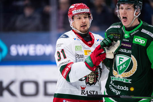 Frölundas Nicklas Lasu och Färjestads Gustav Rydahl