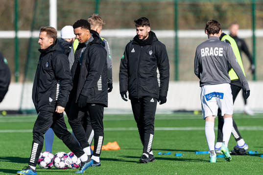 Brages spelare före fotbollsmatchen i Svenska Cupen mellan
