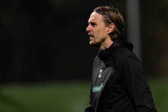Varbergs Joakim Lindner före fotbollsmatchen i Svenska