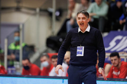 Head coach Damir Mulaomerovic of Croatia reacts