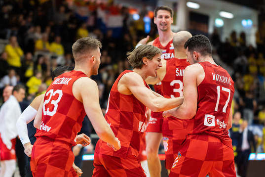 Players of Croatia celebrate