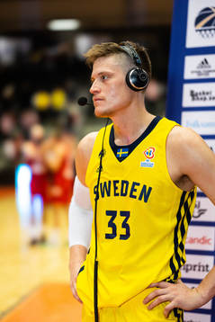 Jonas Jerebko of Sweden looks dejected