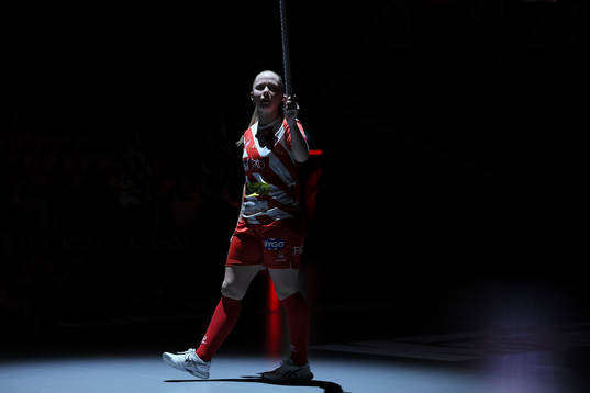 Pixbos Emma Stenberg innan innebandymatchen i damernas SSL