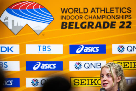 Keely Hodgkinson of Great Britain at a press conference