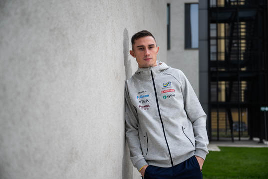 Thobias Montler of the Swedish athletics team poses for a