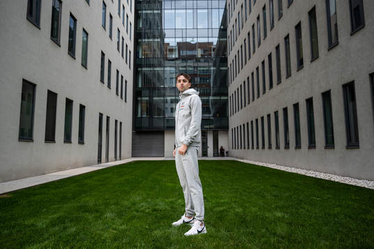 Andreas Kramer of the Swedish athletics team poses for a
