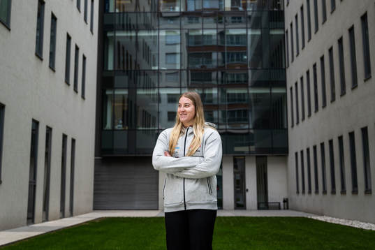 Fanny Roos of the Swedish athletics team poses for a