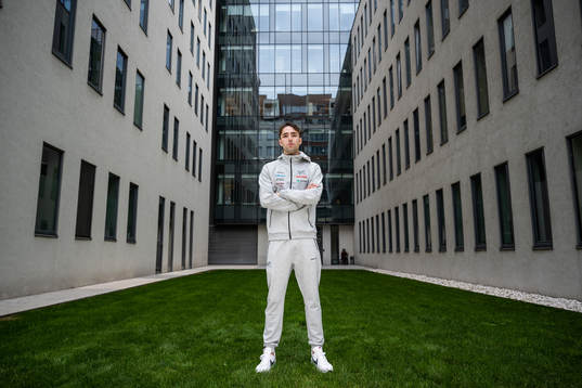 Andreas Kramer of the Swedish athletics team poses for a