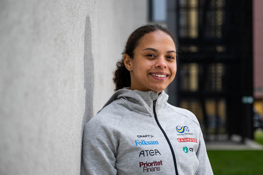 Claudia Payton of the Swedish athletics team poses for a