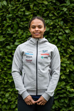 Claudia Payton of the Swedish athletics team poses for a