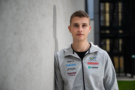 Karl Wållgren of the Swedish athletics team poses for a