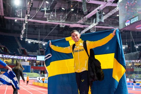 Thobias Montler of Sweden celebrates his second place