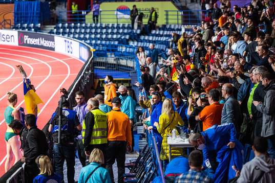 Yaroslava Mahuchikh of Ukraine celebrates winning women’s