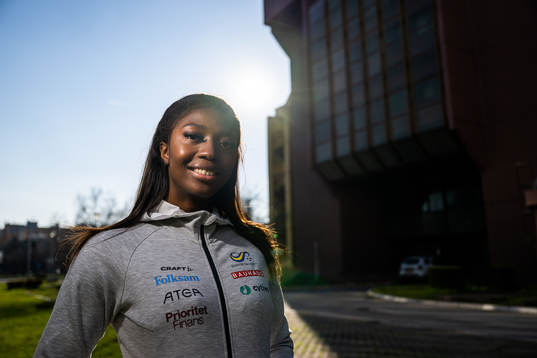 Khaddi Sagnia of the Swedish athletics team poses for a