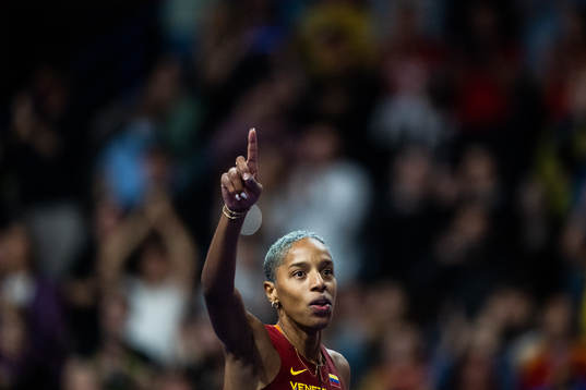 Yulimar Rojas of Venezuela celebrates winning women’s