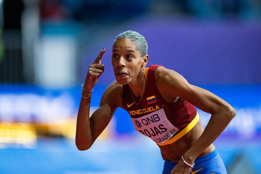 Yulimar Rojas of Venezuela celebrates winning women’s