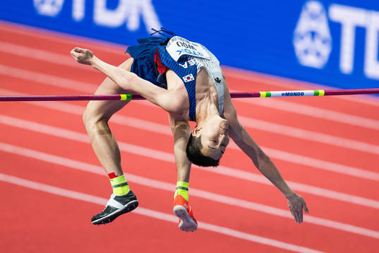 Sanghyeok Woo of South Korea in men’s high jump final